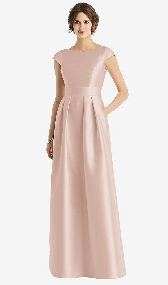【STYLE: D767】Cap Sleeve Pleated Skirt Dress with Pockets【COLOR: Toasted Sugar】