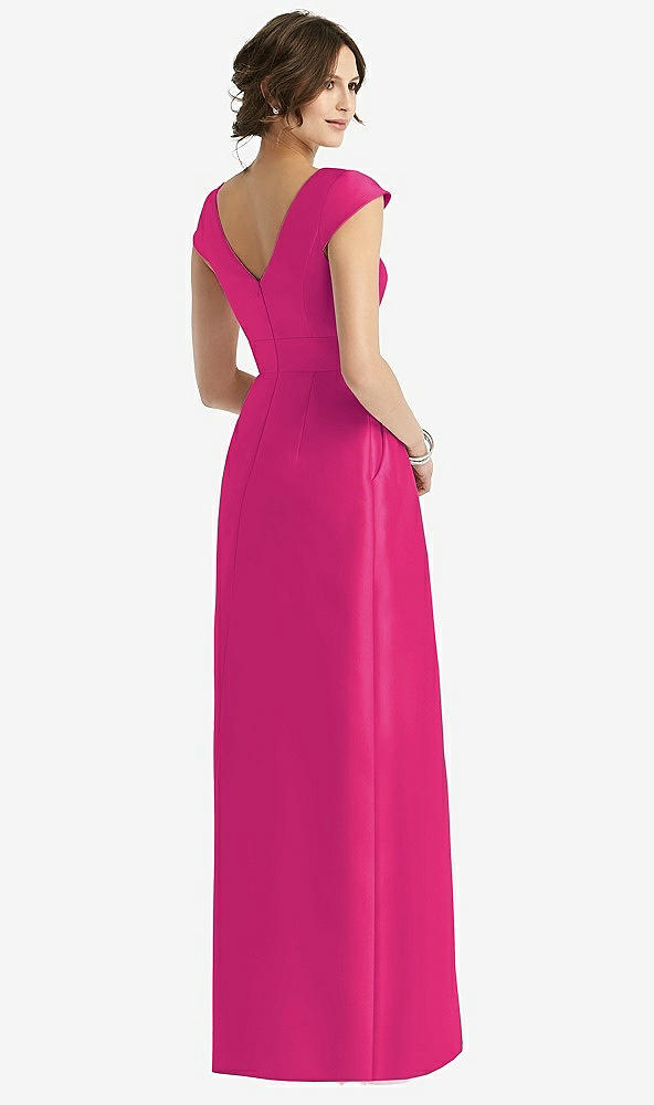 【STYLE: D767】Cap Sleeve Pleated Skirt Dress with Pockets【COLOR: Think Pink】