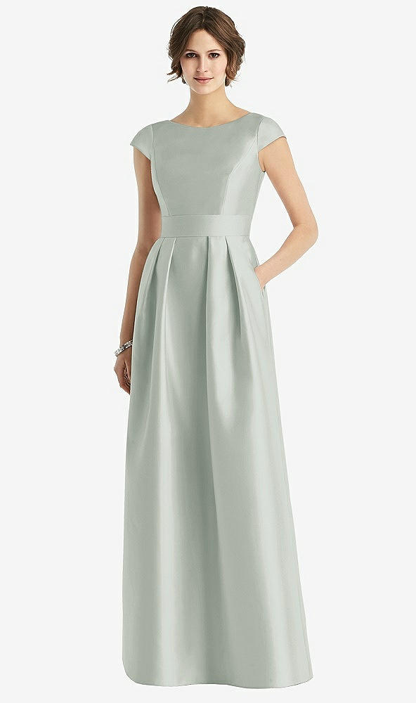 【STYLE: D767】Cap Sleeve Pleated Skirt Dress with Pockets【COLOR: Willow Green】