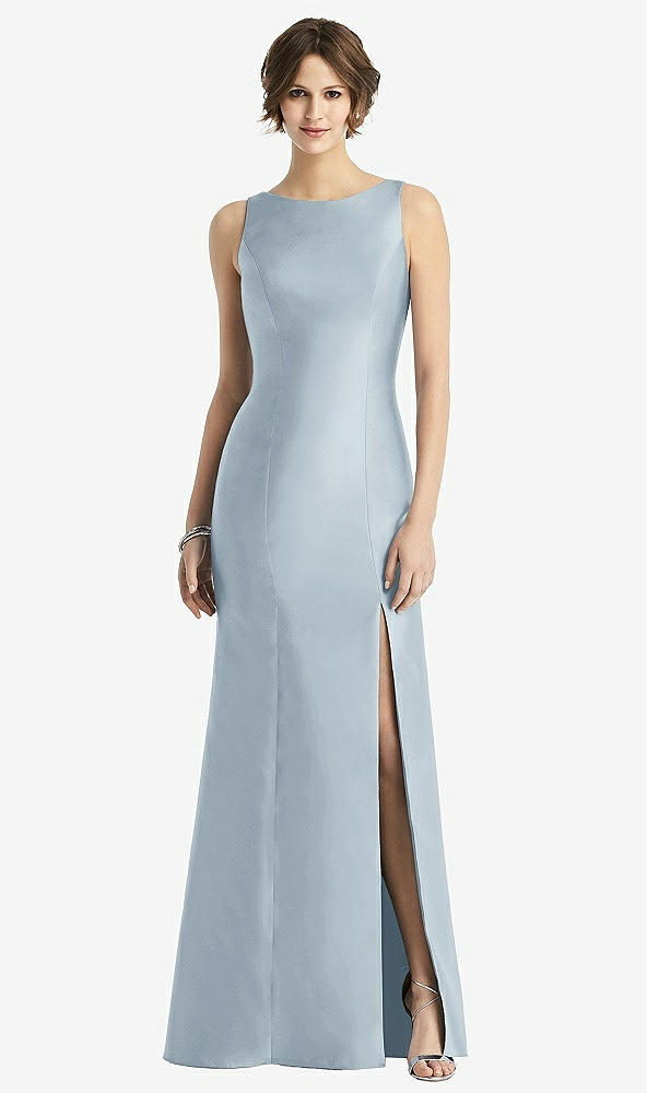 【STYLE: D770】Sleeveless Satin Trumpet Gown with Bow at Open-Back【COLOR: Mist】