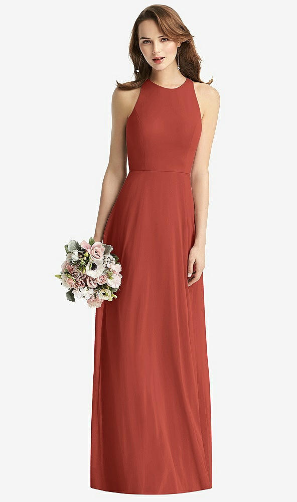 【STYLE: TH011】Sleeveless Halter Chiffon Maxi Dress【COLOR: Amber Sunset】
