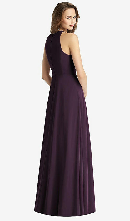 【STYLE: TH011】Sleeveless Halter Chiffon Maxi Dress【COLOR: Aubergine】