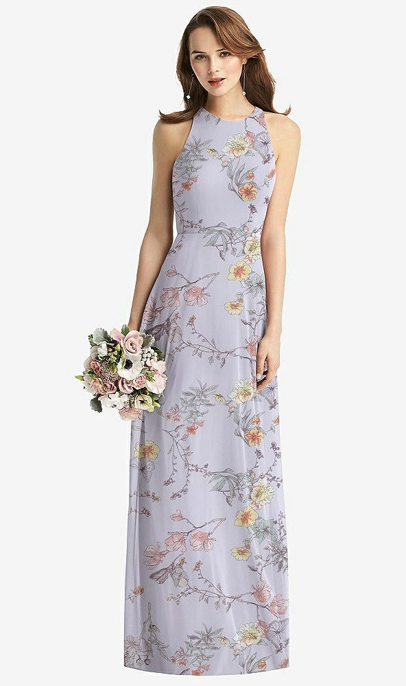 【STYLE: TH011】Sleeveless Halter Chiffon Maxi Dress【COLOR: Butterfly Botanica Silver Dove】