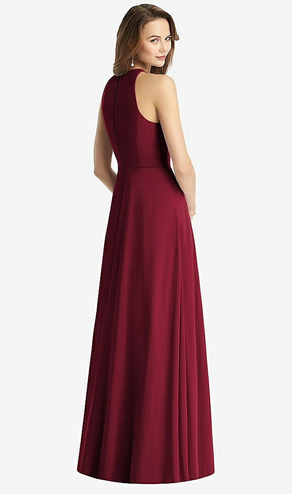 【STYLE: TH011】Sleeveless Halter Chiffon Maxi Dress【COLOR: Burgundy】