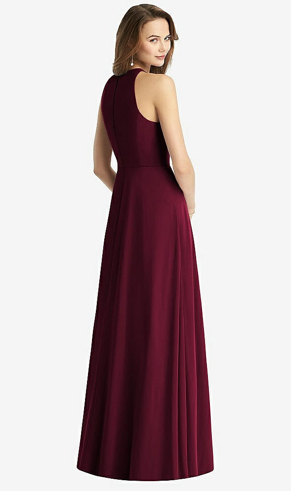 【NEW】【STYLE: TH011】ノースリーブ ホルター シフォン マキシ ドレス【COLOR: Cabernet】【SIZE: 00-30W】