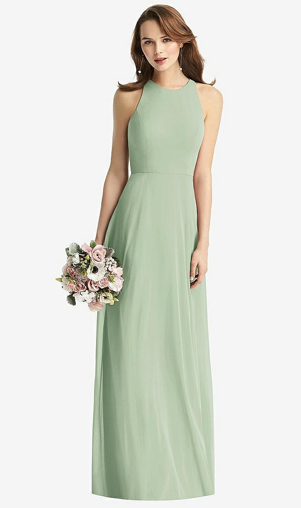 【STYLE: TH011】Sleeveless Halter Chiffon Maxi Dress【COLOR: Celadon】
