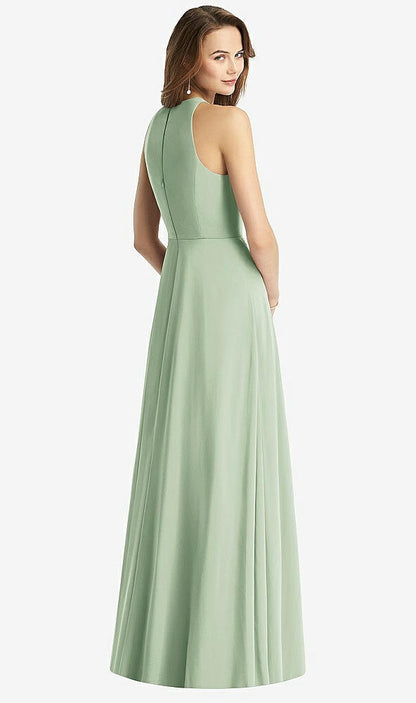 【STYLE: TH011】Sleeveless Halter Chiffon Maxi Dress【COLOR: Celadon】