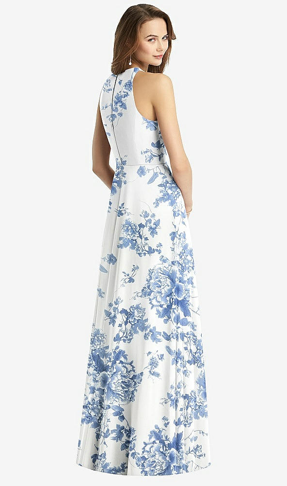 【STYLE: TH011】Sleeveless Halter Chiffon Maxi Dress【COLOR: Cottage Rose Dusk Blue】