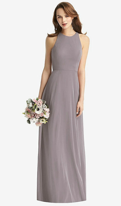 【NEW】【STYLE: TH011】ノースリーブ ホルター シフォン マキシ ドレス【COLOR: Cashmere Gray】【SIZE: 00-30W】