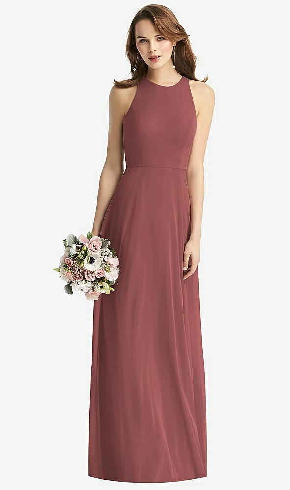 【NEW】【STYLE: TH011】ノースリーブ ホルター シフォン マキシ ドレス【COLOR: English Rose】【SIZE: 00-30W】