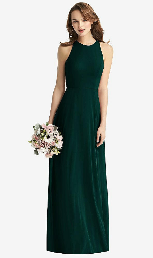 【STYLE: TH011】Sleeveless Halter Chiffon Maxi Dress【COLOR: Evergreen】