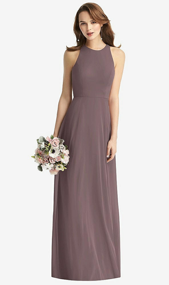 【STYLE: TH011】Sleeveless Halter Chiffon Maxi Dress【COLOR: French Truffle】