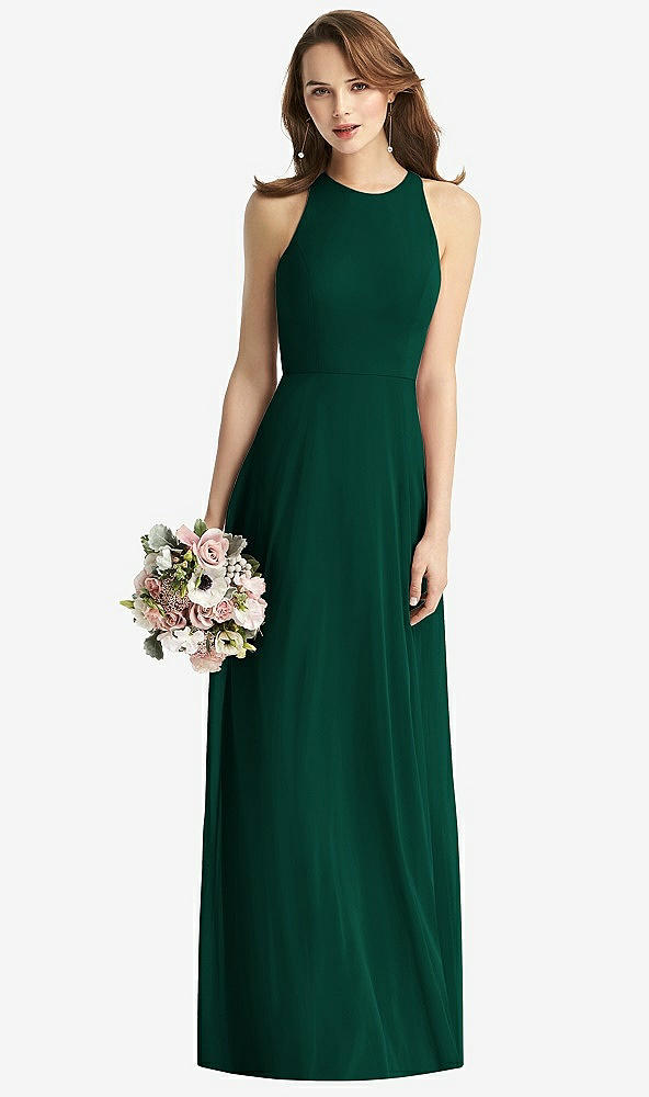 【STYLE: TH011】Sleeveless Halter Chiffon Maxi Dress【COLOR: Hunter Green】