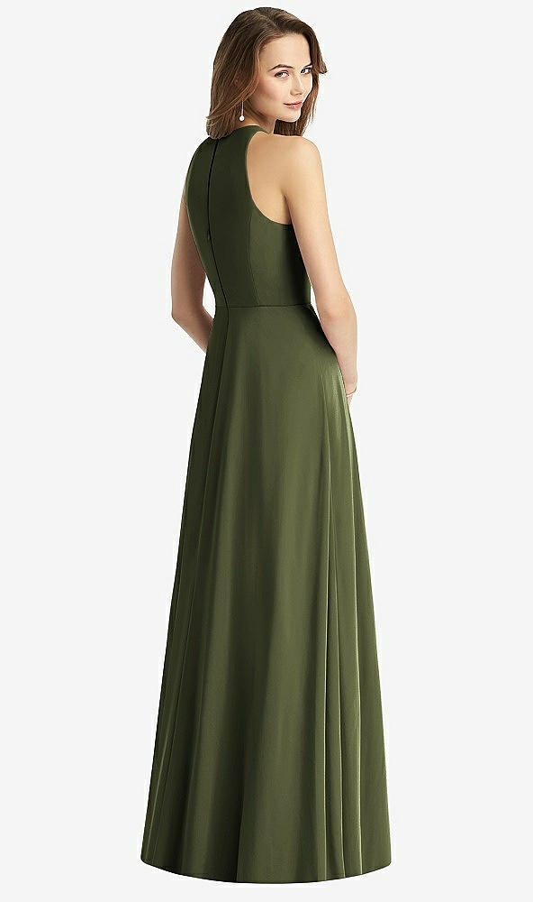【STYLE: TH011】Sleeveless Halter Chiffon Maxi Dress【COLOR: Olive Green】