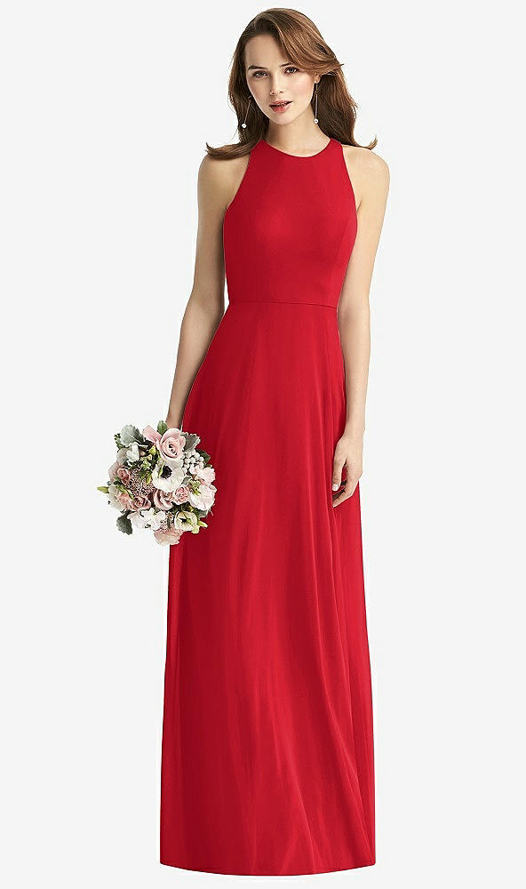 【STYLE: TH011】Sleeveless Halter Chiffon Maxi Dress【COLOR: Parisian Red】