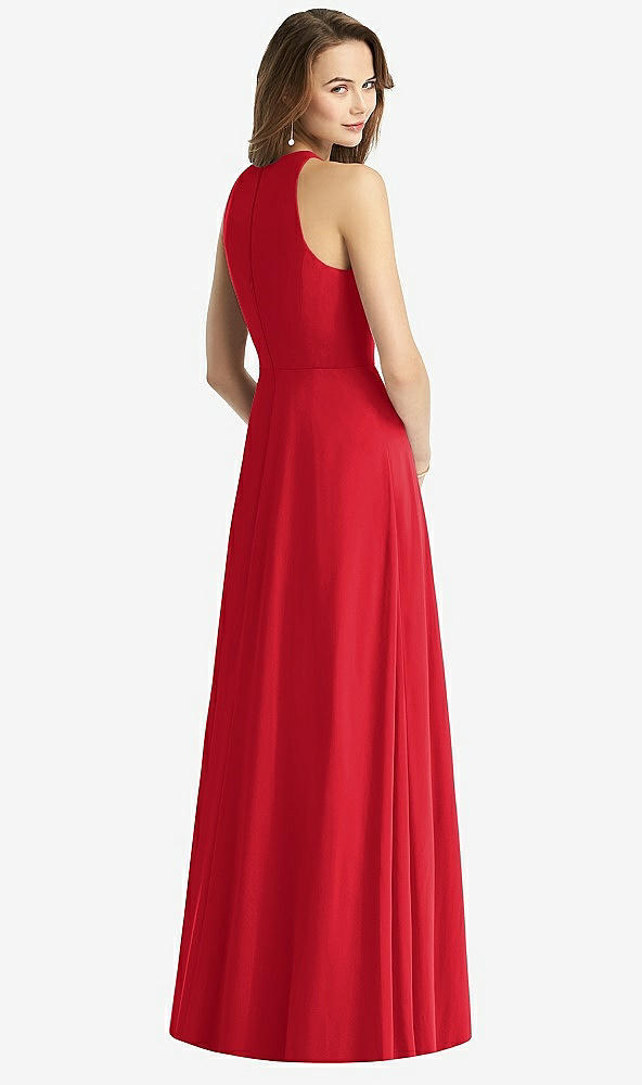 【STYLE: TH011】Sleeveless Halter Chiffon Maxi Dress【COLOR: Parisian Red】
