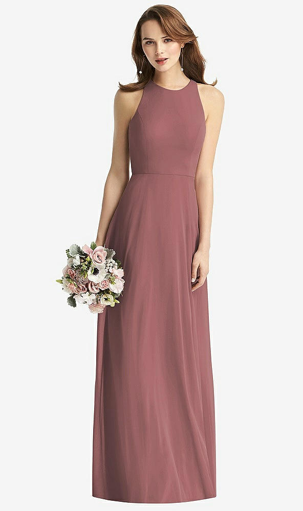 【STYLE: TH011】Sleeveless Halter Chiffon Maxi Dress【COLOR: Rosewood】