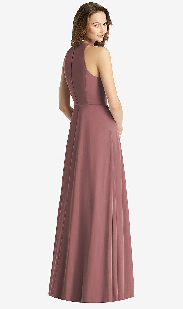 【STYLE: TH011】Sleeveless Halter Chiffon Maxi Dress【COLOR: Rosewood】