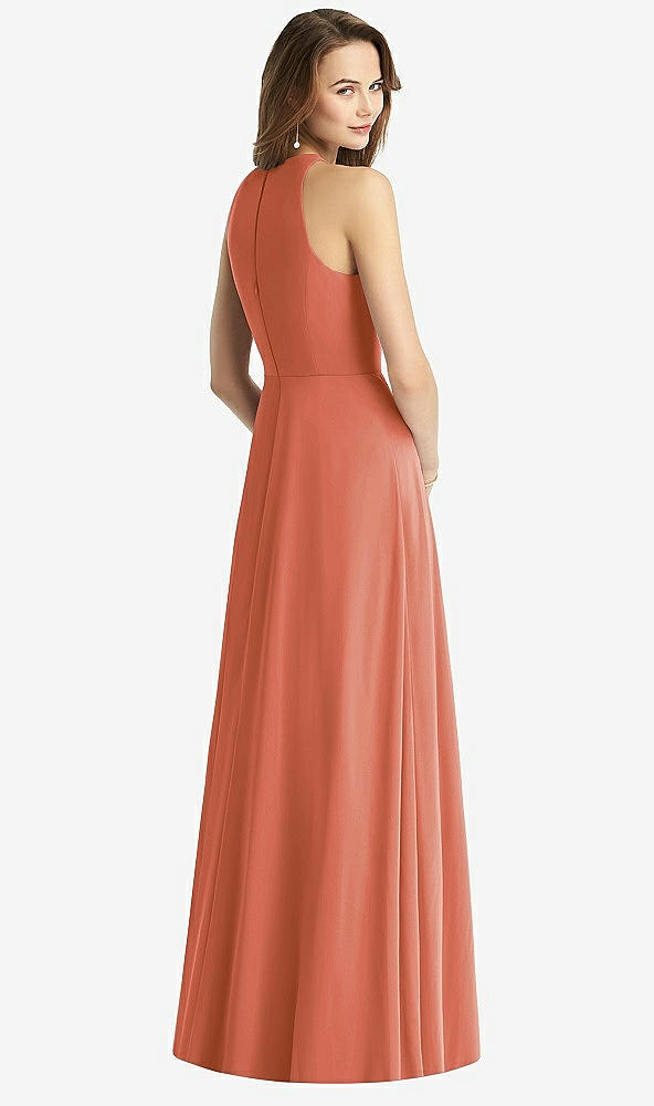 【STYLE: TH011】Sleeveless Halter Chiffon Maxi Dress【COLOR: Terracotta Copper】