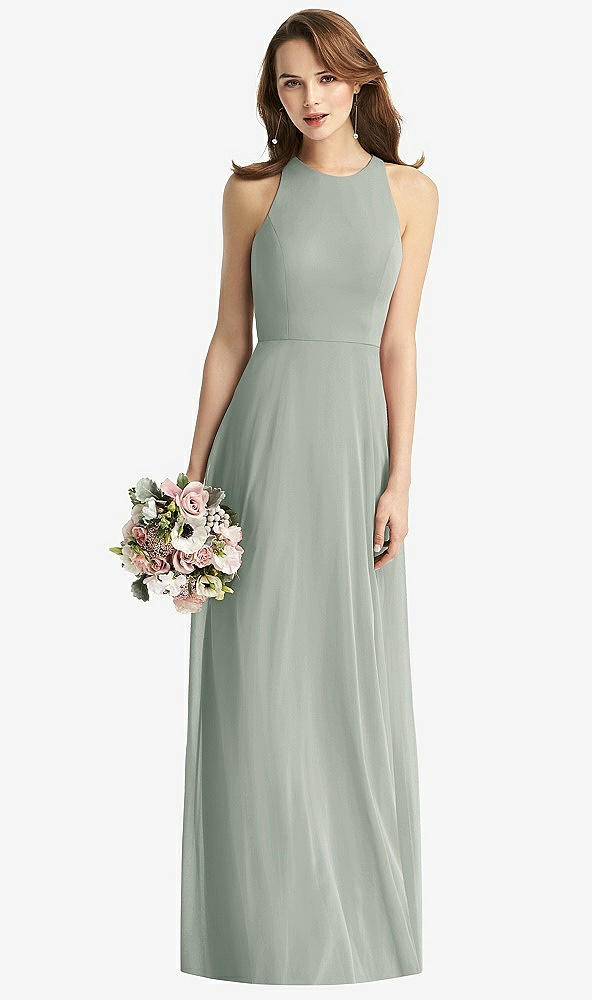 【STYLE: TH011】Sleeveless Halter Chiffon Maxi Dress【COLOR: Willow Green】
