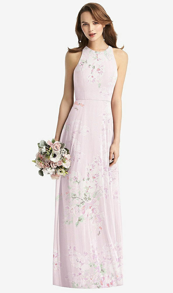 【STYLE: TH011】Sleeveless Halter Chiffon Maxi Dress【COLOR: Watercolor Print】