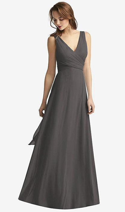 【STYLE: TH012】Sleeveless V-Neck Chiffon Wrap Dress【COLOR: Caviar Gray】