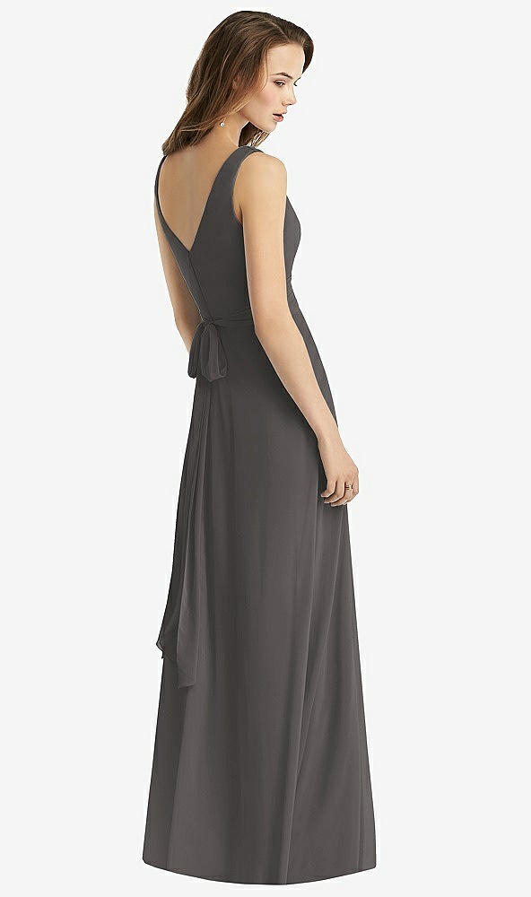 【STYLE: TH012】Sleeveless V-Neck Chiffon Wrap Dress【COLOR: Caviar Gray】