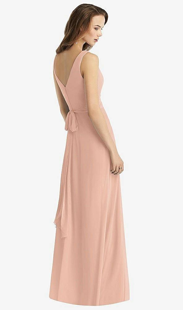 【STYLE: TH012】Sleeveless V-Neck Chiffon Wrap Dress【COLOR: Pale Peach】
