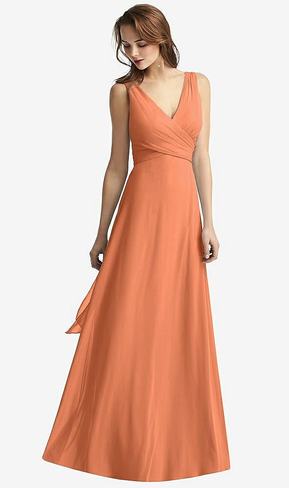 【STYLE: TH012】Sleeveless V-Neck Chiffon Wrap Dress【COLOR: Sweet Melon】