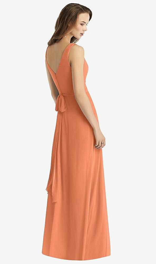 【STYLE: TH012】Sleeveless V-Neck Chiffon Wrap Dress【COLOR: Sweet Melon】