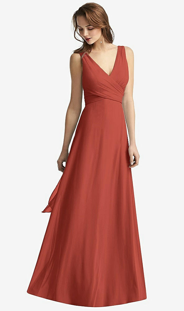 【STYLE: TH012】Sleeveless V-Neck Chiffon Wrap Dress【COLOR: Amber Sunset】