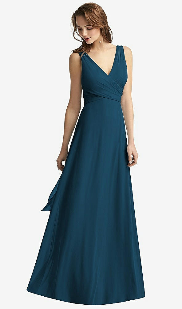 【NEW】【STYLE: TH012】ノースリーブ Vネック シフォン ラップ ドレス【COLOR: Atlantic Blue】【SIZE: 00-30W】