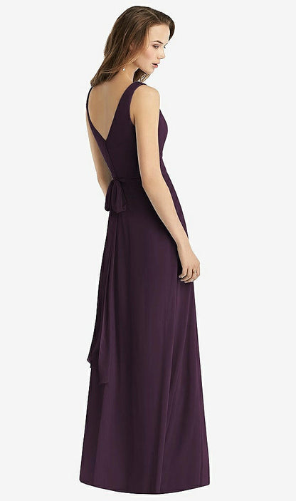 【NEW】【STYLE: TH012】ノースリーブ Vネック シフォン ラップ ドレス【COLOR: Aubergine】【SIZE: 00-30W】