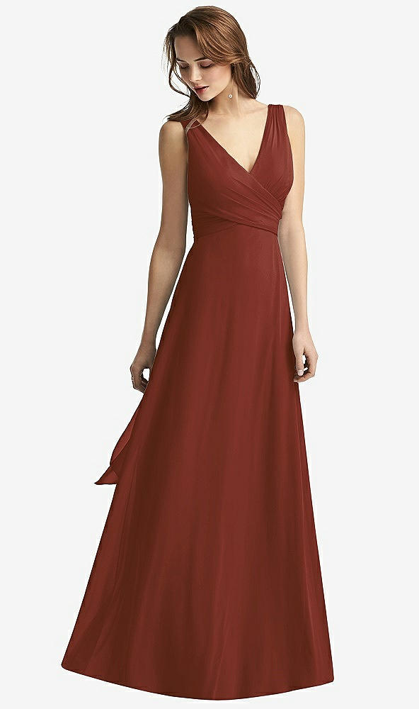 【STYLE: TH012】Sleeveless V-Neck Chiffon Wrap Dress【COLOR: Auburn Moon】
