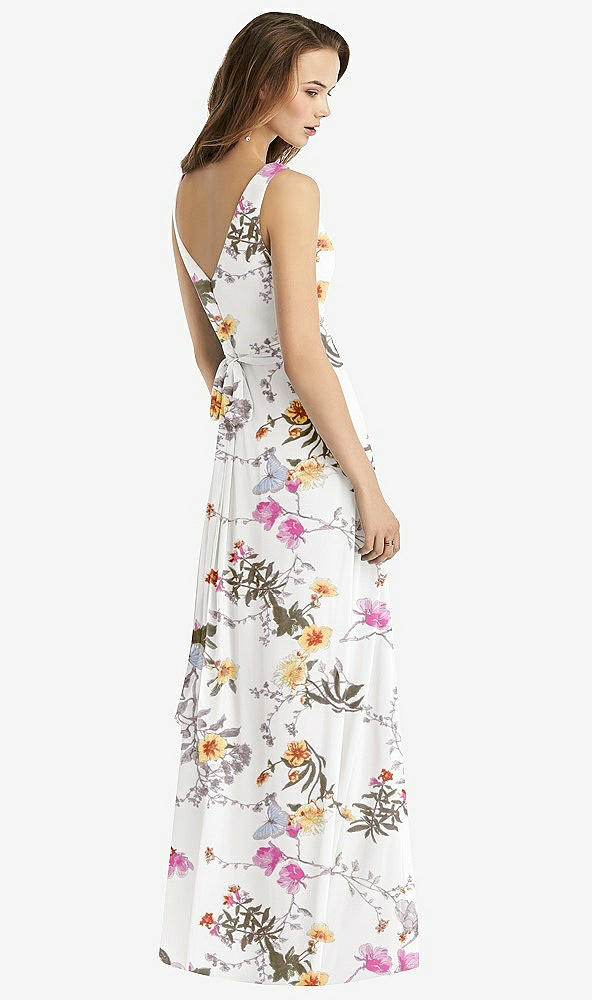 【STYLE: TH012】Sleeveless V-Neck Chiffon Wrap Dress【COLOR: Butterfly Botanica Ivory】