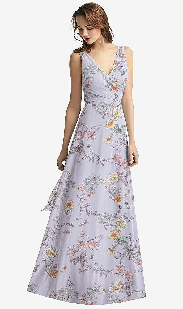 【STYLE: TH012】Sleeveless V-Neck Chiffon Wrap Dress【COLOR: Butterfly Botanica Silver Dove】