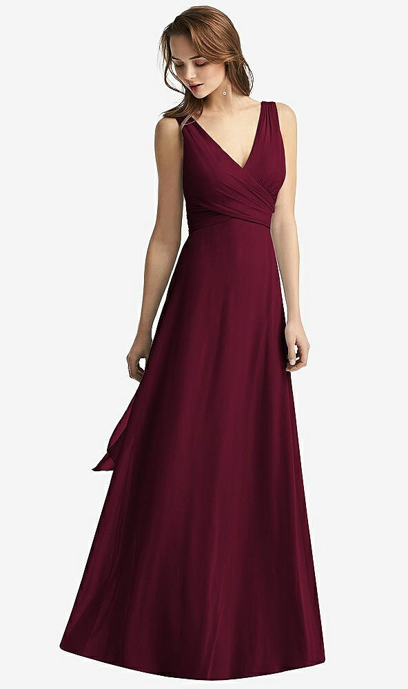 【STYLE: TH012】Sleeveless V-Neck Chiffon Wrap Dress【COLOR: Cabernet】