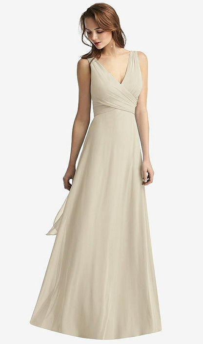 【NEW】【STYLE: TH012】ノースリーブ Vネック シフォン ラップ ドレス【COLOR: Champagne】【SIZE: 00-30W】