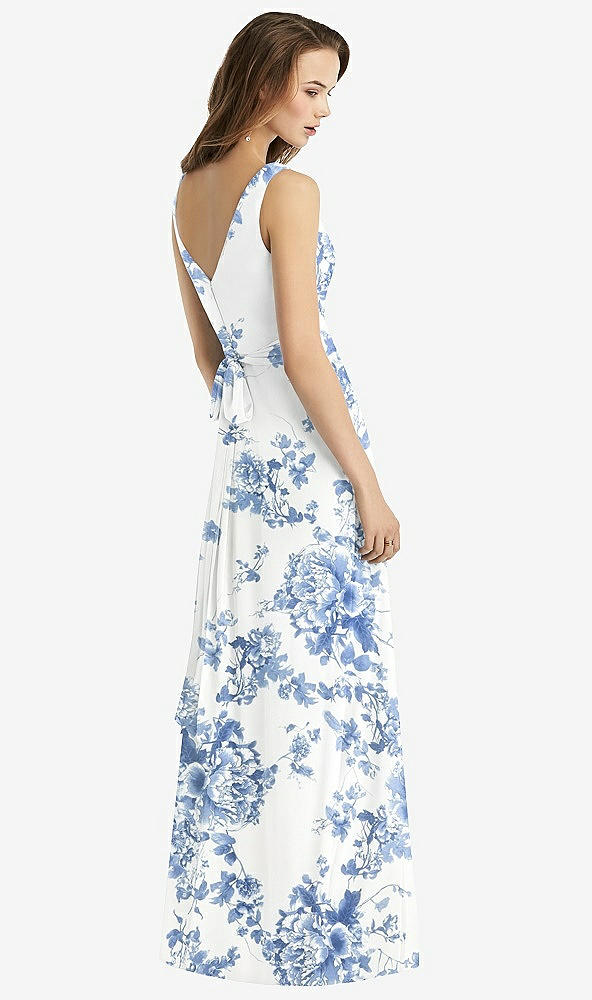 【STYLE: TH012】Sleeveless V-Neck Chiffon Wrap Dress【COLOR: Cottage Rose Dusk Blue】