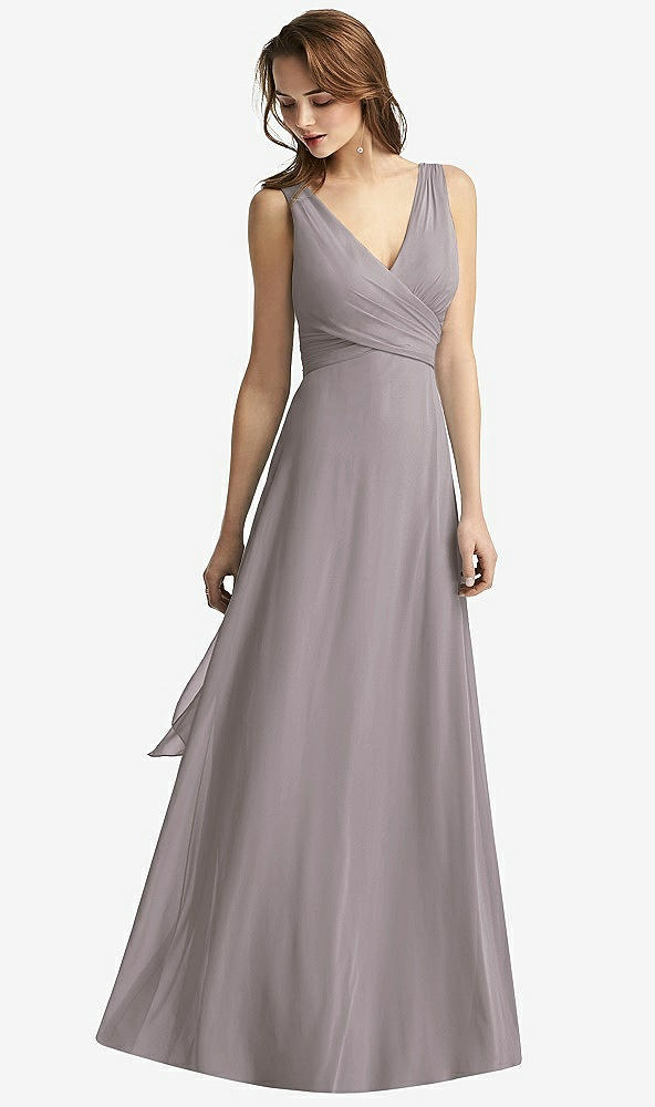 【NEW】【STYLE: TH012】ノースリーブ Vネック シフォン ラップ ドレス【COLOR: Cashmere Gray】【SIZE: 00-30W】