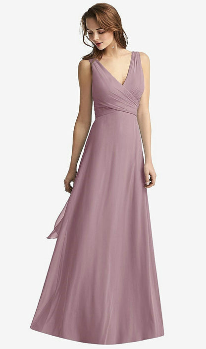 【NEW】【STYLE: TH012】ノースリーブ Vネック シフォン ラップ ドレス【COLOR: Dusty Rose】【SIZE: 00-30W】