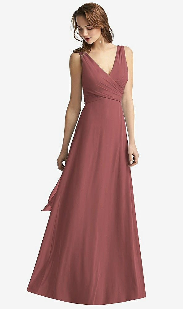 【NEW】【STYLE: TH012】ノースリーブ Vネック シフォン ラップ ドレス【COLOR: English Rose】【SIZE: 00-30W】