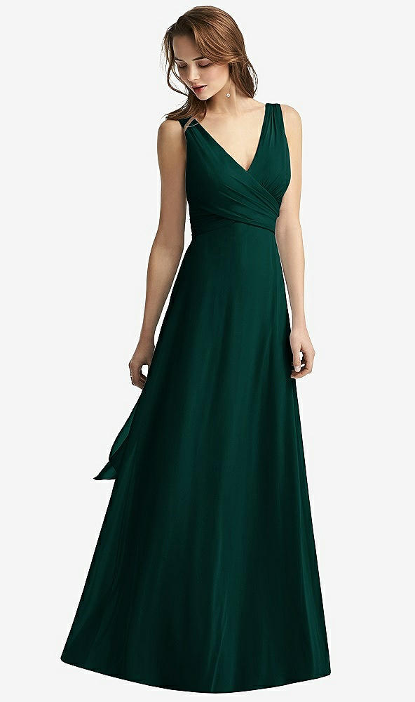 【STYLE: TH012】Sleeveless V-Neck Chiffon Wrap Dress【COLOR: Evergreen】