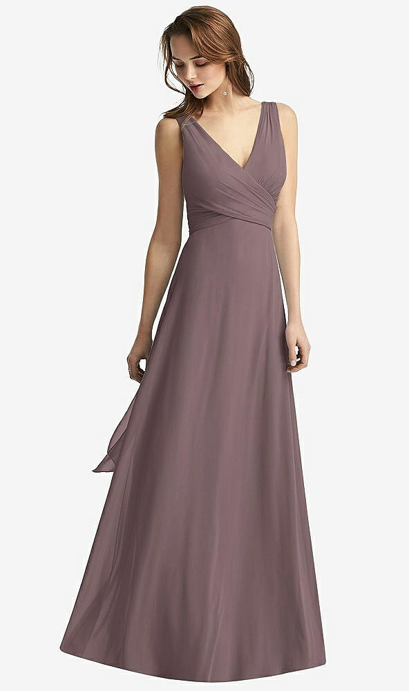 【STYLE: TH012】Sleeveless V-Neck Chiffon Wrap Dress【COLOR: French Truffle】