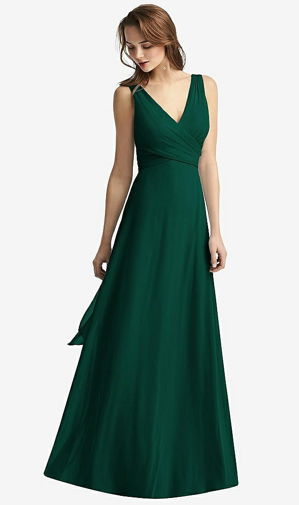 【STYLE: TH012】Sleeveless V-Neck Chiffon Wrap Dress【COLOR: Hunter Green】