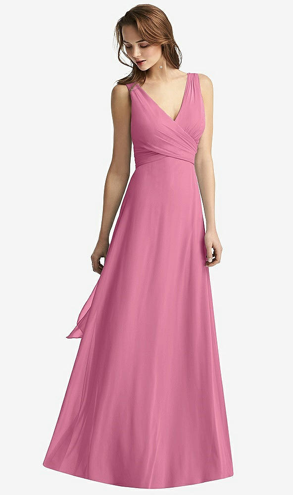 【NEW】【STYLE: TH012】ノースリーブ Vネック シフォン ラップ ドレス【COLOR: Orchid Pink】【SIZE: 00-30W】