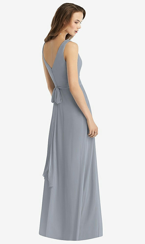 【NEW】【STYLE: TH012】ノースリーブ Vネック シフォン ラップ ドレス【COLOR: Platinum】【SIZE: 00-30W】
