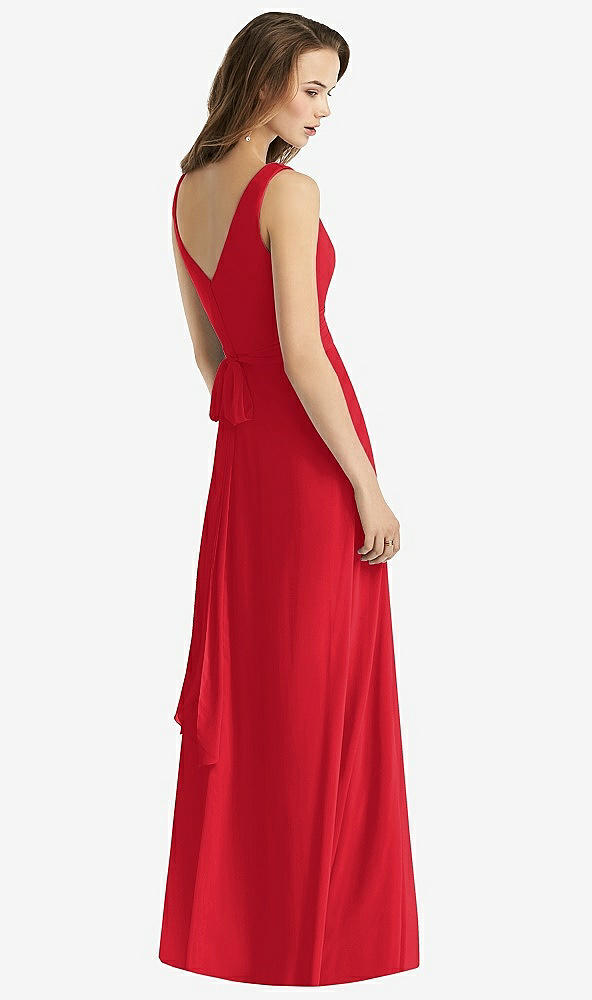【STYLE: TH012】Sleeveless V-Neck Chiffon Wrap Dress【COLOR: Parisian Red】
