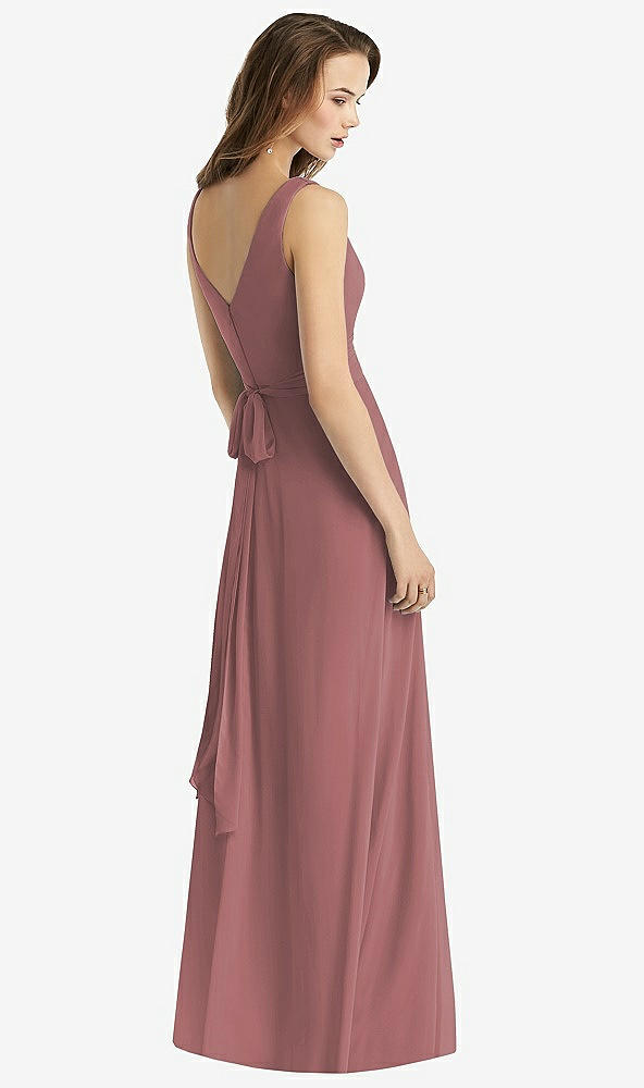 【STYLE: TH012】Sleeveless V-Neck Chiffon Wrap Dress【COLOR: Rosewood】