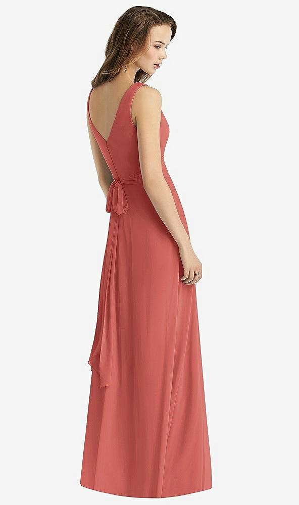 【NEW】【STYLE: TH012】ノースリーブ Vネック シフォン ラップ ドレス【COLOR: Coral Pink】【SIZE: 00-30W】